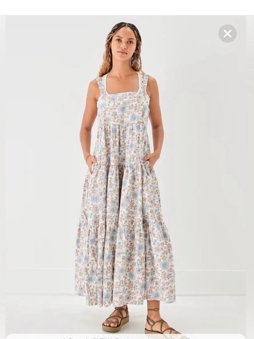 American Eagle Outfitters Light Blue & Cream Floral Tiered Maxi Dress -NWOT
